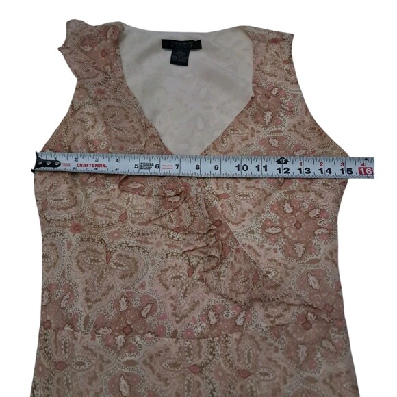 VTG Y2K The Limited Slip Midi Dress Womens 4 Blush Pink Silk Ruffle Paisley - Picture 12 of 13